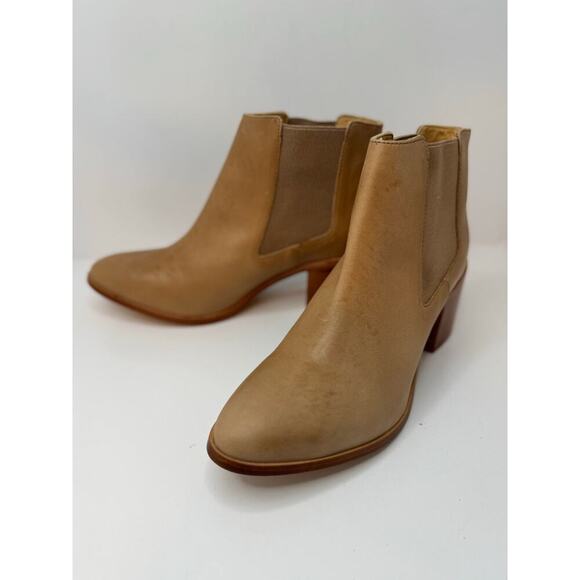 Nisolo Ana Chelsea Boots Tan Distressed Leather Size 11 Block Heel Ankle Boots - Picture 6 of 11